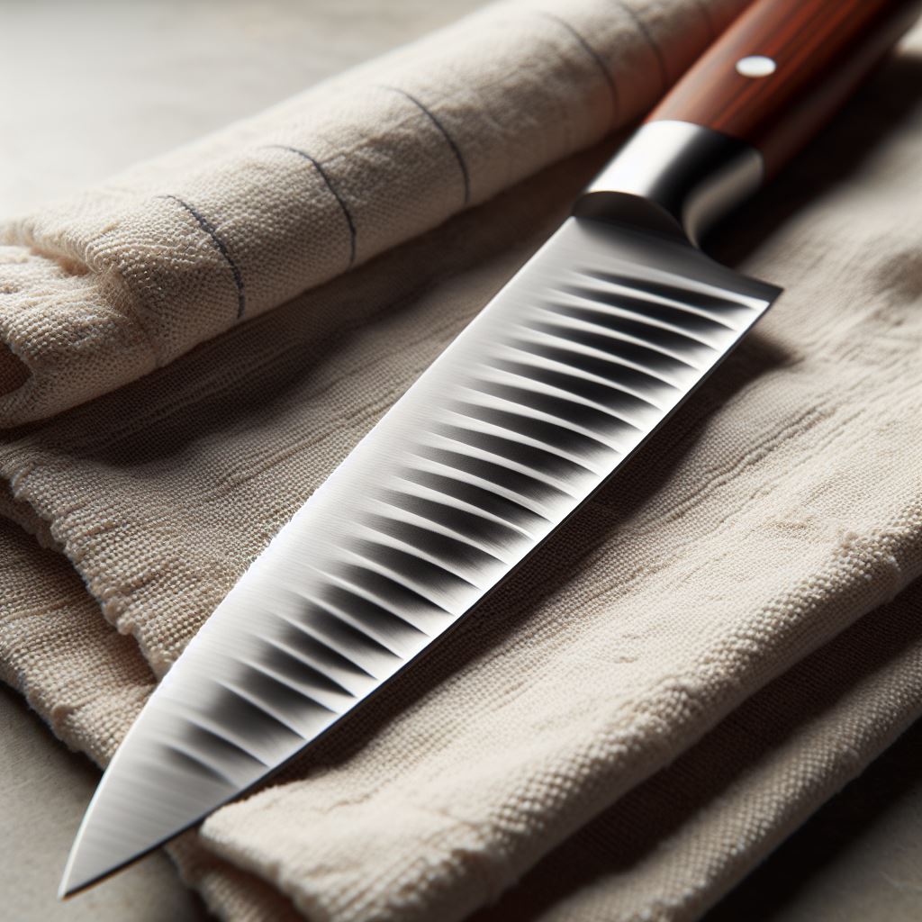 long Serrated Knife on a kitchen towel